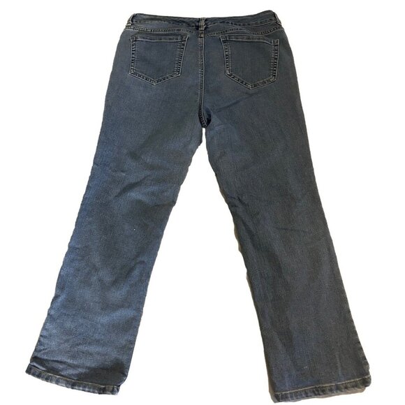 Charter Club 14 Petite womens blue jeans Lexington straight stretch DISTRESSED - Picture 2 of 12